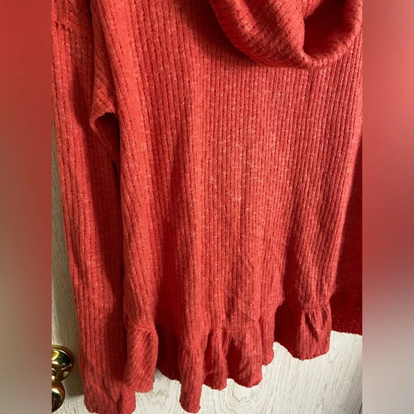 Anthropologie Maeve Addie Ruffled Hacci Pullover Sweater Pumpkin Spice Small - Picture 3 of 12